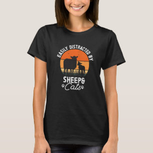 T-shirt Facilement Distrait Par Les Moutons Et Les Chats F
