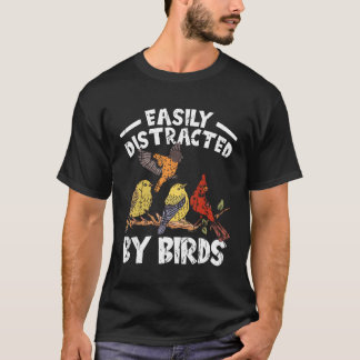 T-shirt Facilement Distrait Par Les Oiseaux Drôle Oiseau F