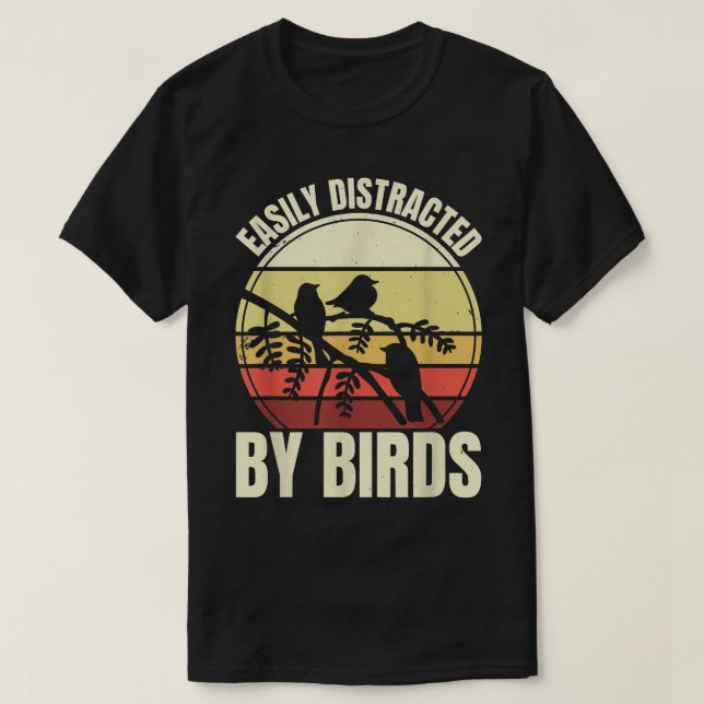 T-shirt Facilement Distrait Par Les Oiseaux, L'Observation (Design devant)