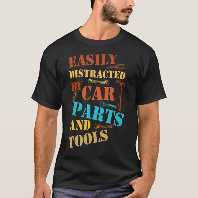 T-shirt Facilement Distrait Par Les Pièces Et Outils De Vo (Devant)