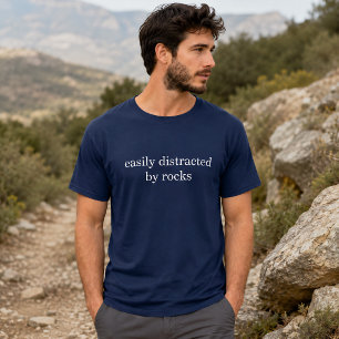 T-shirt Facilement Distrait Par Les Roches Drôle De Roche