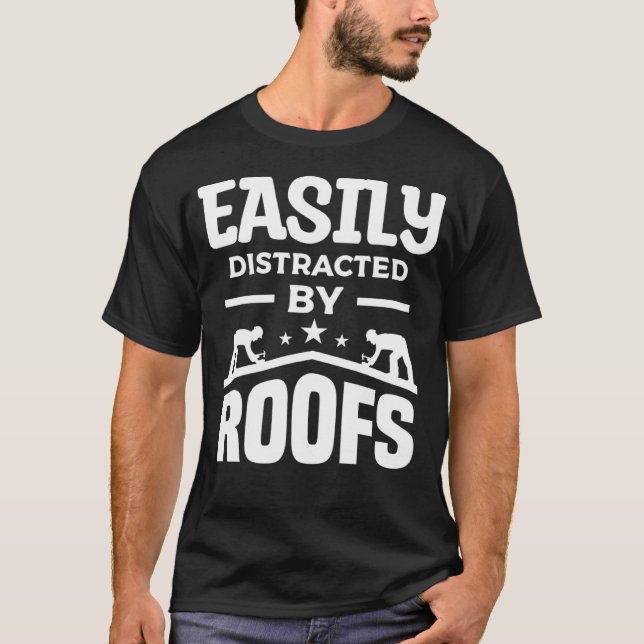 T-shirt Facilement Distrait Par Les Toits Toits Toits Toit (Devant)