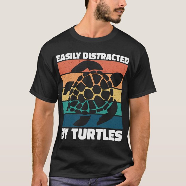 T-shirt Facilement Distrait Par Les Tortues Cool Animal Me (Devant)