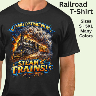 T-shirt Facilement Distrait Par Les Trains À Vapeur