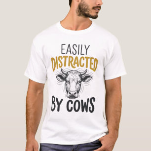 T-shirt Facilement Distrait Par Les Vaches Drôle De Chemis