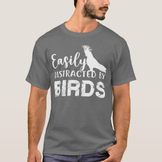 T-shirt Facilement Distrait Par Oiseaux Amoureux Drôle vin