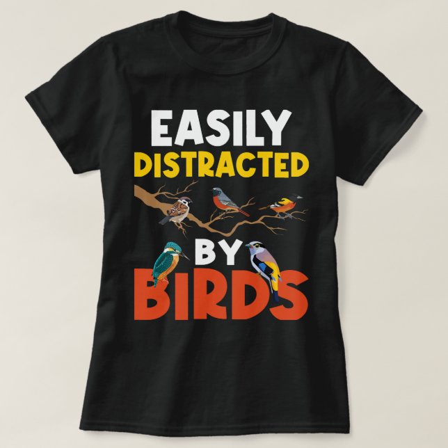 T-shirt Facilement Distrait Par Oiseaux Oiseaux Oiseaux Ob (Design devant)