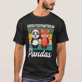 T-shirt Facilement distrait par Pandas mignon Panda rouge