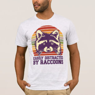 T-shirt Facilement Distrait Par Raccoons Retro Vintage Sun
