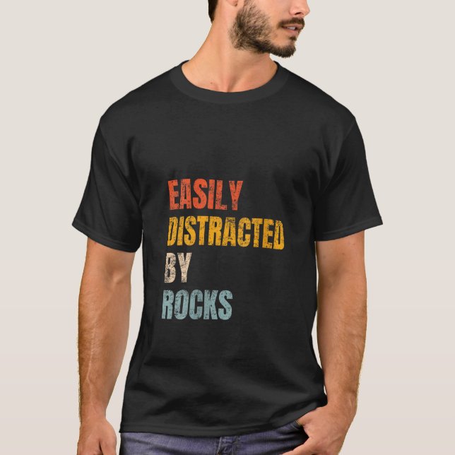 T-shirt Facilement Distrait Par Rocks Retro Géologie Rock  (Devant)
