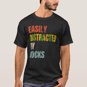 T-shirt Facilement Distrait Par Rocks Retro Géologie Rock