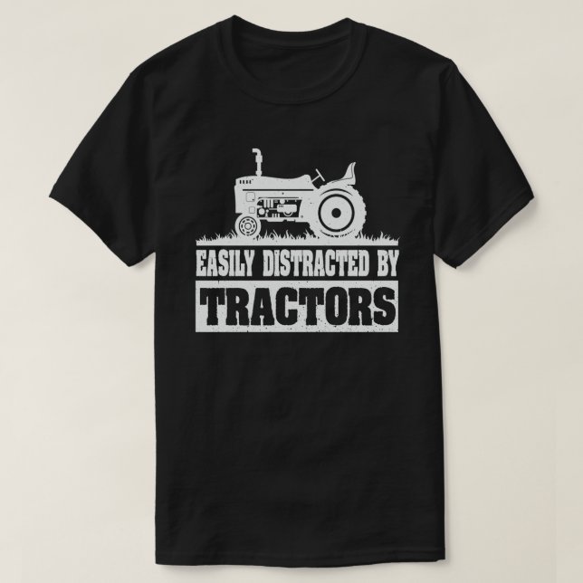 T-shirt Facilement Distrait Par Tracteurs Drôle Paysan Cad (Design devant)