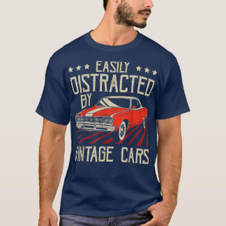 T-shirt Facilement Distrait Par Voitures Vintage Funny Cla