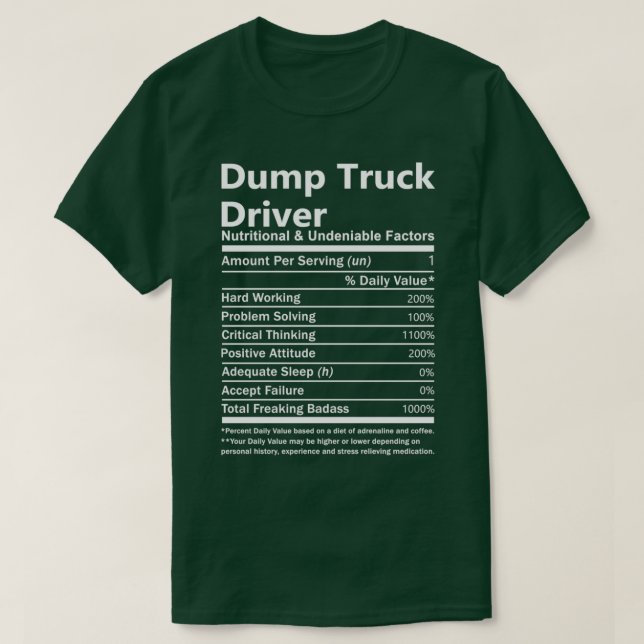 T-shirt Facto nutritionnel et indéniable pour chauffeur de (Design devant)