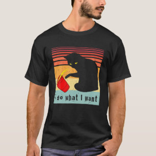 T-shirt Faire Ce Que Je Veux Vintage Chat Rouge Coupe Drôl