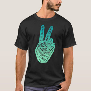 T-shirt Faire de la paix pas de la guerre la main signe de