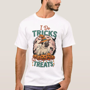 T-shirt Faire des tours friandises Halloween Pug Sorcière