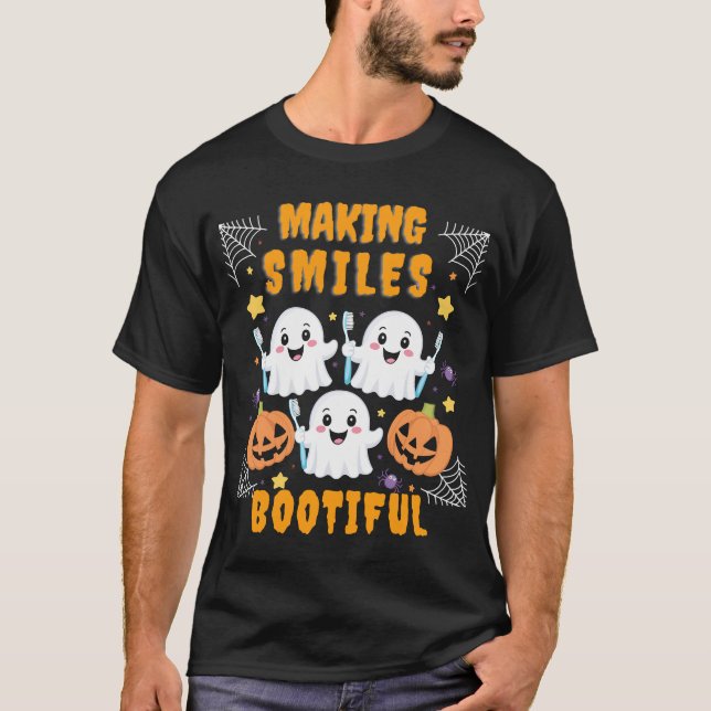 T-shirt Faire sourire Botieux Halloween drôle Fantôme Dent (Devant)