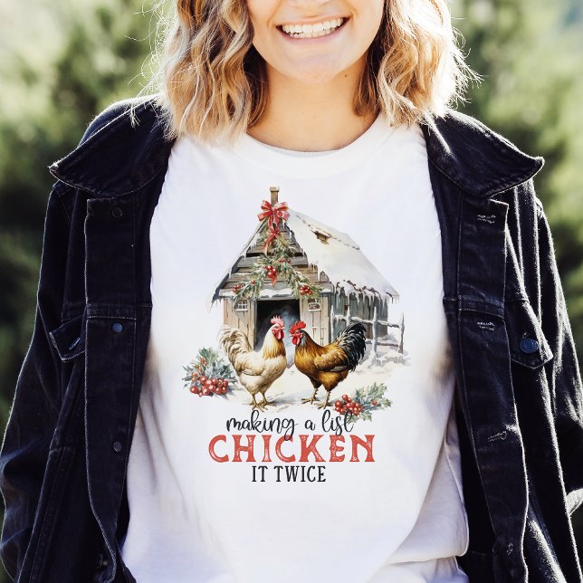 T-shirt Faire une liste Poulet Il deux fois Noël du pays (Créateur téléchargé)