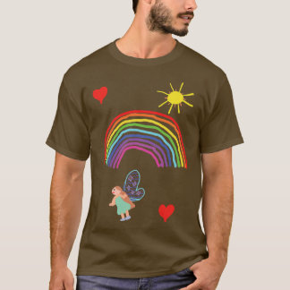 T-shirt Fairy Rainbow Sun and Hearts by Lara