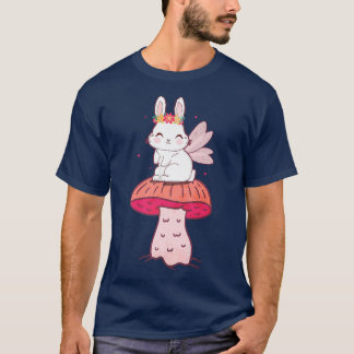 T-shirt Fairycore Cottagecore Fairy Bunny Mushro