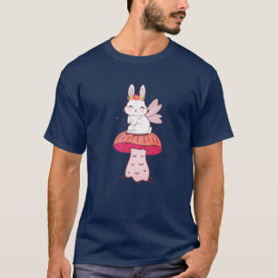 T-shirt Fairycore Cottagecore Fairy Bunny Mushro