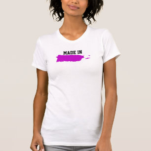 T-shirt Fait à Porto Rico. Carte portoricaine rose
