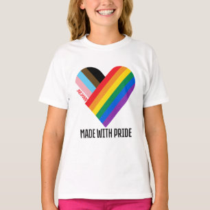 T-shirt Fait avec fierté Cœur arc-en-ciel Moderne personna