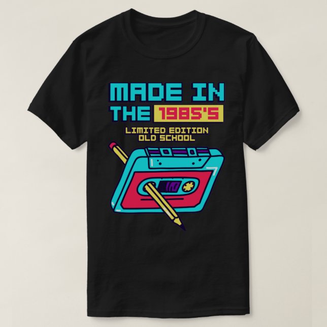 T-shirt Fait dans les années 1985 Bande de cassette rétro (Design devant)
