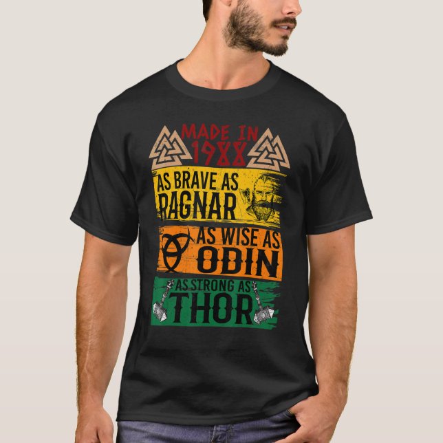 T-shirt Fait En 1988 Aussi Brave Que Ragnar Que Sage Odin  (Devant)