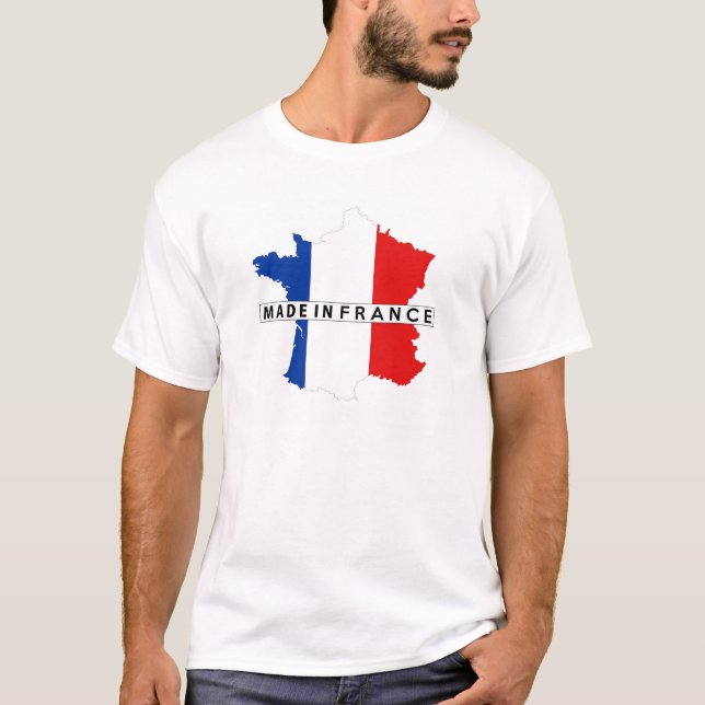 T-shirt fait en france carte pays étiquette produit drapea (Devant)