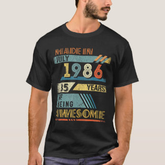 T-shirt Fait En Juillet 1986 35 Ans 35ème Anniversaire