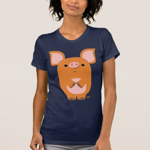 T-shirt fait sur commande de femmes de porc timide