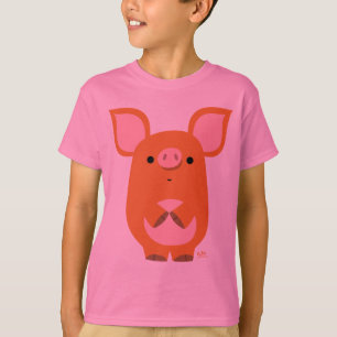T-shirt fait sur commande d'enfants de porc timide