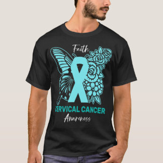 T-shirt Faith Butterfly Floral Cervical Cancer Awareness