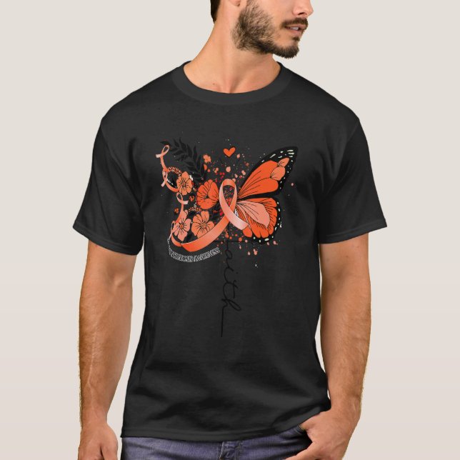 T-shirt Faith Butterfly Orange Ruban Multiple Sclérose A (Devant)