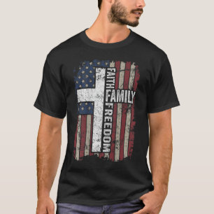 T-shirt Faith Family Freedom - Christian Vintage USA Drape