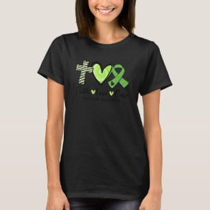 T-shirt Faith Hope Cure Green Ribbon Lymphoma Sensibilisat