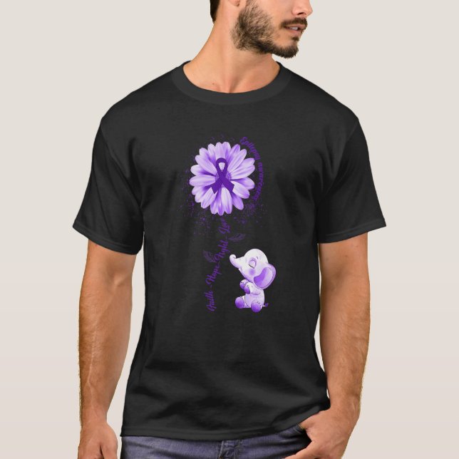 T-shirt Faith Hope Fight Love Elephant Epilepsy Awareness (Devant)