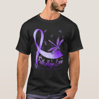 T-shirt Faith Hope Love Aîné Abus Sensibilisation Dragonfl