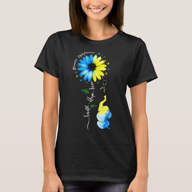 T-shirt Faith Hope Love Awareness Syndrome de Down The Blu (Devant)