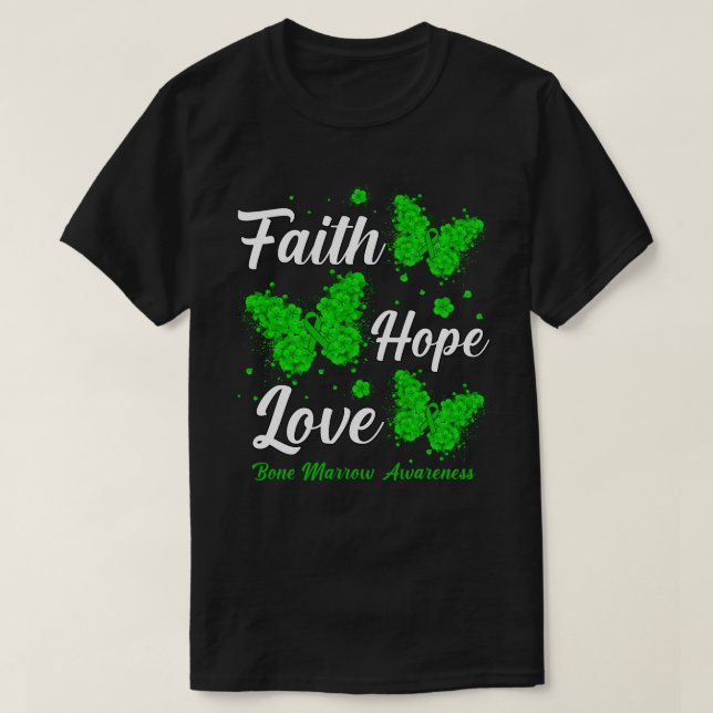 T-shirt Faith Hope Love Bone Marrow Awareness Papillon (Design devant)