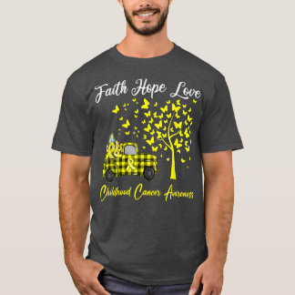 T-shirt Faith Hope Love Camion Jaune Papillon Arbre Childh