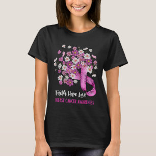 T-shirt Faith Hope Love Cancer du sein Sensibilisation Flo