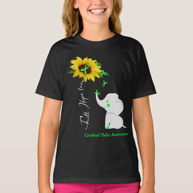 T-shirt Faith Hope Love Cerebral Palsy Sensibilisation (Devant)