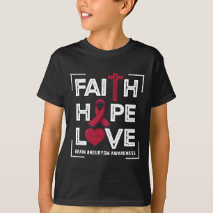 T-shirt Faith Hope Love Cerveau Aneurysme Sensibilisation