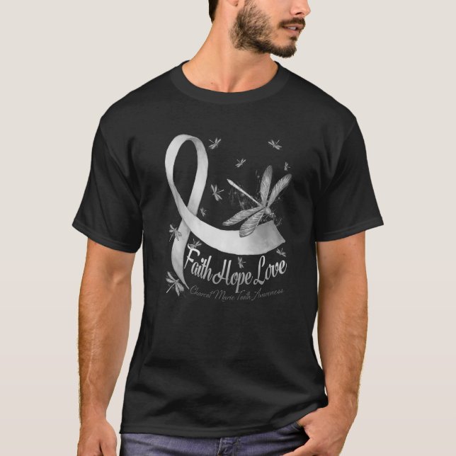 T-shirt Faith Hope Love Charcot Marie Awareness Dragonfly (Devant)