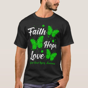 T-shirt Faith Hope Love Cord de colonne vertébrale Bouton