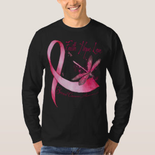 T-shirt Faith Hope Love Dragonfly Pink Ribbon Breast Cance