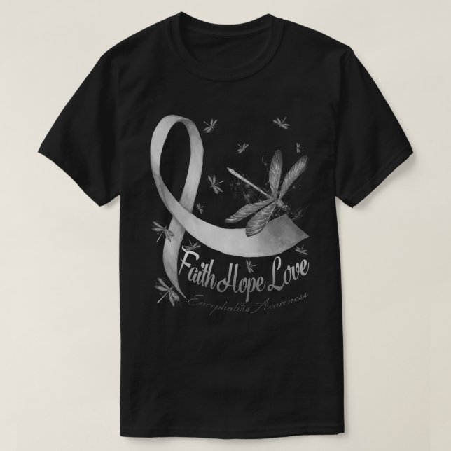 T-shirt Faith Hope Love Encéphalite Sensibilisation Dragon (Design devant)